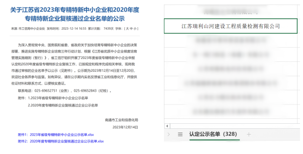 【喜讯】瑞利山河获评江苏省专精特新中小企业